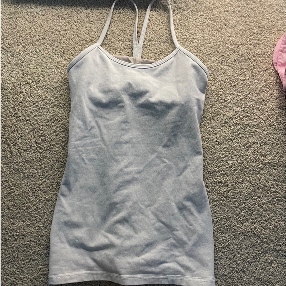 Lululemon White Power Y Luon Tank Top